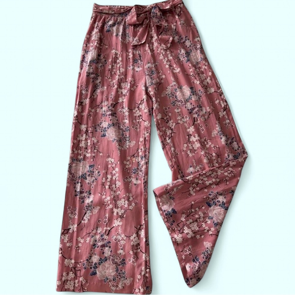 Y2K Flowy Floral Coquette Wide Leg Lightweight Pants (EUC)